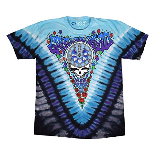 Liquid Blue unisex adult Grateful Dead Midnight Hour Tie Dye Short Sleeve T-shirt T Shirt, Tie Dye, Small US