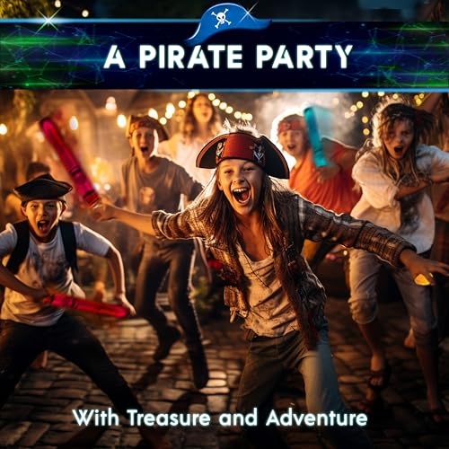Starlux Games Glow Pirates: Like Capture The Flag with Sword Fighting! | Ages 8+, 4-16 Players | for Pirate Parties & Outdoor Fun | Outdoor Games for Kids 8-12 | with Foam Swords & Pirate Booty