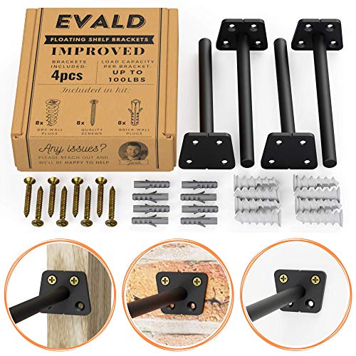 Floating Shelf Hardware - Heavy Duty Floating Shelves Bracket - Perfect Invisible Supports for Fireplace Mantle or Rustic Live Edge Wood Shelving - 6 inch Stainless Support Rod Shelve Kit (6