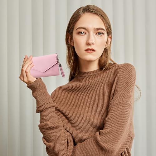 Blush PU Leather Wallet – Stylish Fringe Accent Card Holder with Multi-Slot Organization4