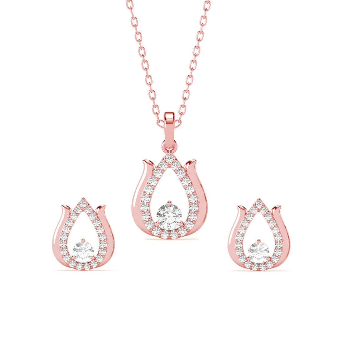 Clara 925 Sterling Silver Lotus Pendant Earrings Chain Necklace Jewellery Set | Rose Gold Plated, Swiss Zirconia | Gift for Women and Girls (B0D9CWM99H) Amazon Price History, Amazon Price Tracker
