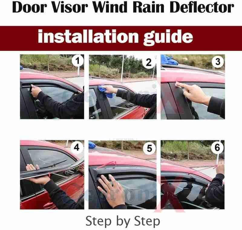 Image of CARSHADE Door Visor Wind Rain Deflector Black Color Compatible for Beat Set of 4 (Sunny)