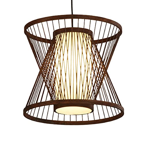 Lámpara de techo de madera E26 con protector de bambú que distribuye la luz sin deslumbrar