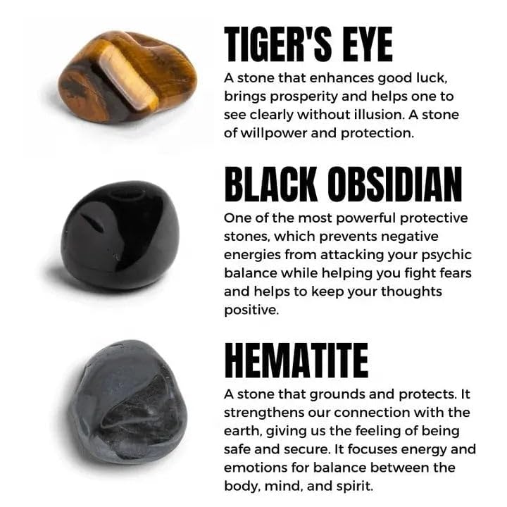 Image of Original Triple Protection Bracelet | Crystal Braselet - Black Obsidian, Hematite & Tiger Eye - Evil Eye, Protect, Adjustable Natural Stone Bracelet for Grounding & Positive Energy - Handmade Spiritual Jewelry
