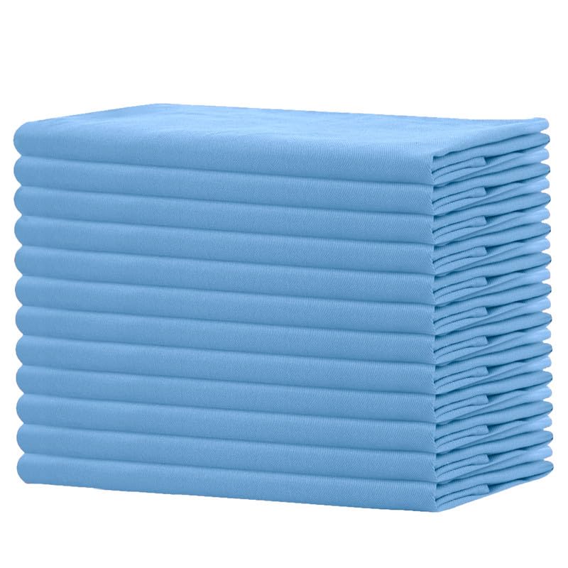Sweet Needle, Pack of 12-100% Cotton Oversized Dinner Christmas Napkins 45 CM x 45 CM (18 IN x 18 IN), Airy Blue