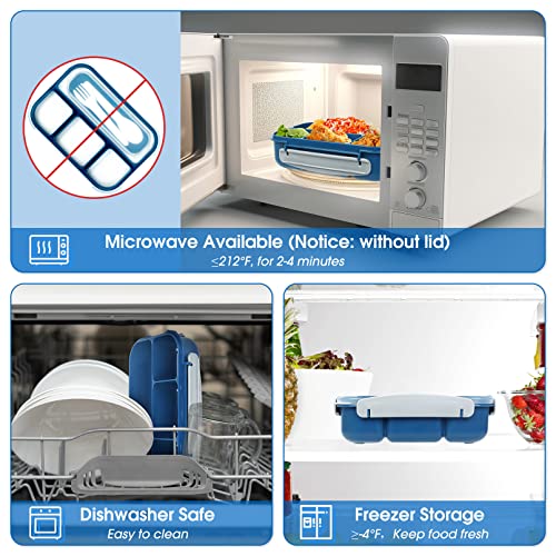 Korlon 30 Pcs Bento Box Adult Lunch Box, 1300Ml Kids Lunch Box 4 Compartment Durable Leakproof Lunch Containers For Adults With Spoon Fork Bag Accessories, Microwave Dishwasher Freezer Safe #TOP3