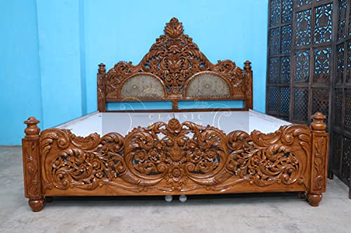 CLASSIC WOOD & CRAFT Luxury Handicrafts King Size Wooden Bed...
