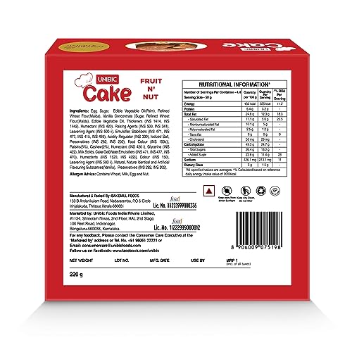 Image of Unibic Fruit & Nut cake 220 gm (Pack of 2)