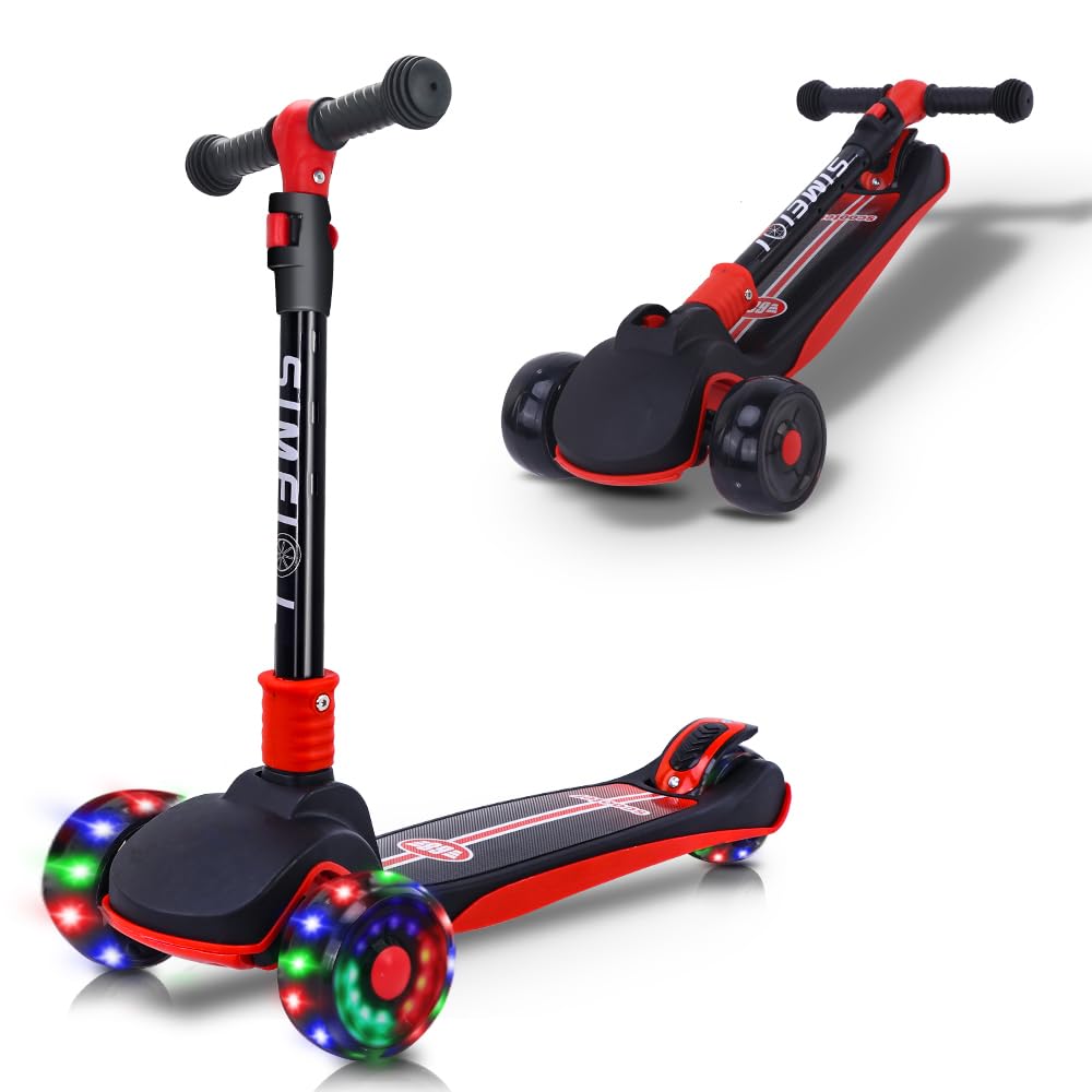 3 Wheels Kids Kick Scooter for 3-8 Years Old Adjustable Height Wide PU LED Flashing Wheels