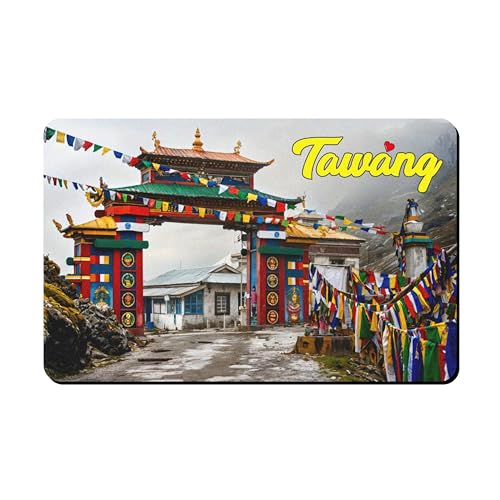 Image of Elegant Fridge Magnet with Themes |Rectangular Size Refrigerator Magnet with Magnetic Rubber Back | Pack of 1, 8.6cm X 5.4cm (Tawang)