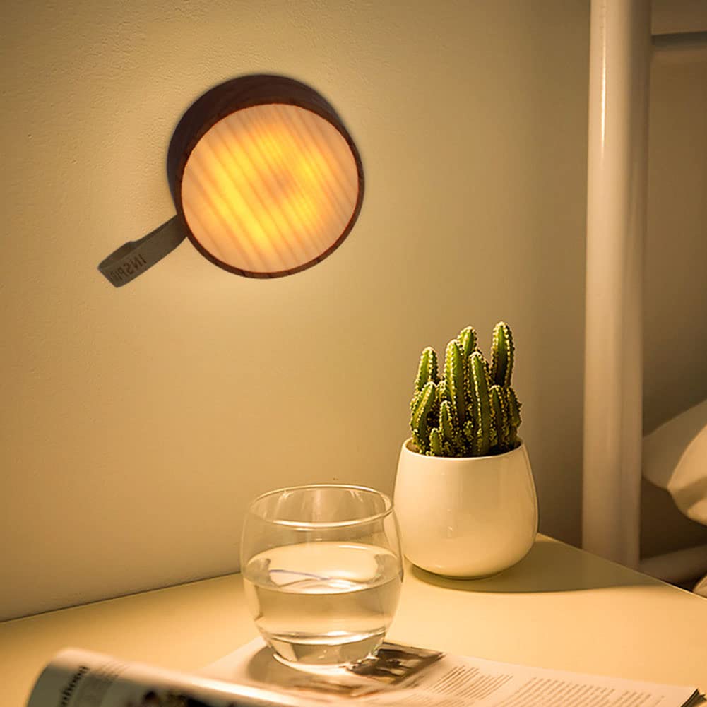Luce notturna a LED rilevatore di movimento USB ricaricabile luce notturna legno bianco caldo semplice illuminazione rotonda dell'armadio lampade corridoio design magnetico luce notturna portatile