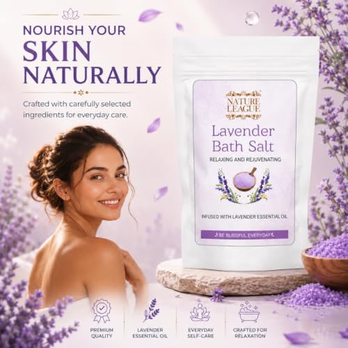 Image of Lavender Bath Salt Soak with Natural Essential Oils, Calming Aromatherapy for Stress Relief, Muscle Relaxation & Skin Revitalization, Luxury Spa-Like Experience, Paraben & Cruelty Free, 250g (Pack of 2)