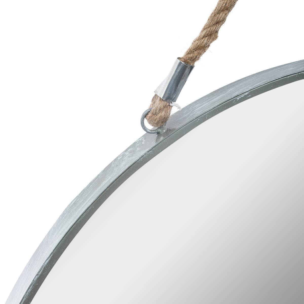 Atmosphera - Miroir Rond en métal Gris avec Corde D55 cm