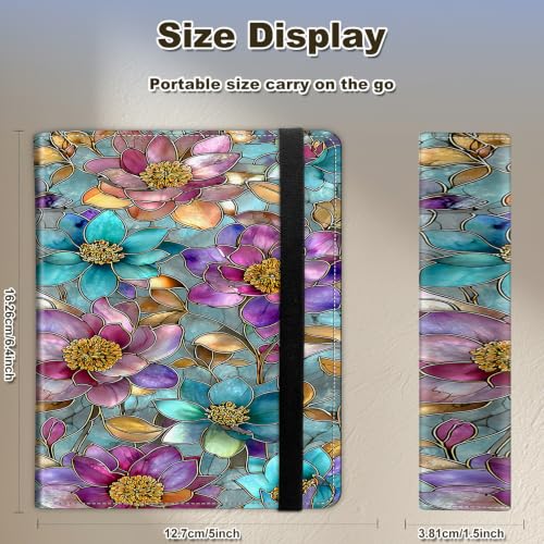 Image of Photo Album 4x6 120 Photos with Strong Elastic Band, Stained Glass Flowers