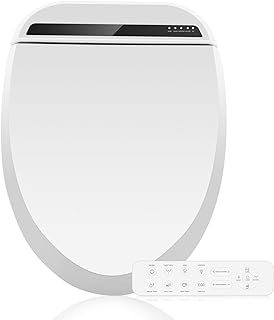 Smart Bidet Toilet Seat with Fully Automatic Adjustment, Stainless Steel Nozzle, Heated Seat, Adjustable Warm Water and Air Dryer, Night Lighting, Power Saving, Wireless Control, Elongated