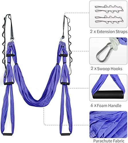 Aerial-Yoga-Swing-Set-Yoga-Hammock-Trapeze-Sling-Inversion-Tool-for-Indoor-Home-FitnessPurple