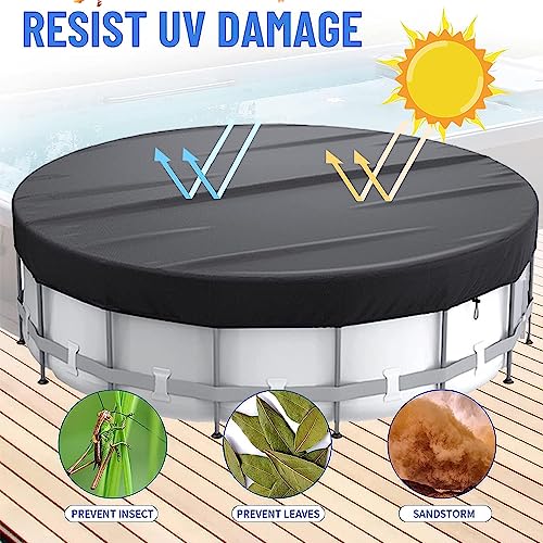 Runde Poolabdeckung, Poolabdeckung Rund für Quick-up Pools, Swimming Pool Abdeckplane mit Kordelzug und BodennäGeln, Poolabdeckplane Sonnenschutz Cover Familienpool Poolzubehör – Bild 4