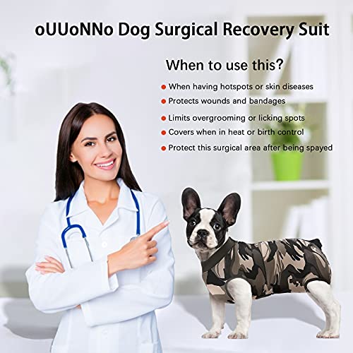 Ouuonno Recovery Suit For Dogs,Dog Surgical Recovery Suit For Female Male Abdominal Wounds Spay Or Skin Diseases,Cone E-Collars Alternatives, Anti-Licking Pet Vest Post Surgery(S, Camouflage) #TOP2