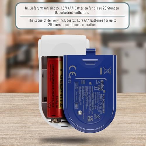 Pulsoximeter Pulox PO-200 Solo in Blau - Messung von Sauerstoffsättigung (SpO₂), Herzfrequenz...