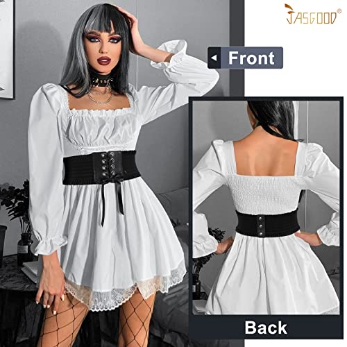 JASGOOD Women Wide Elastic Belt Lace-up Waist Belt,Tied Costume Corset Waist Belt for Dress4
