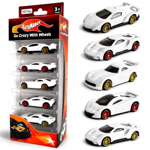 Image of White Series DIY Diecast Metal Toy Cars Pack of 5 | Paint & Design Your Own Cars | Creative Art & Craft Toy Gift for Kids 3+ | Free Wheel 1:64 Scale