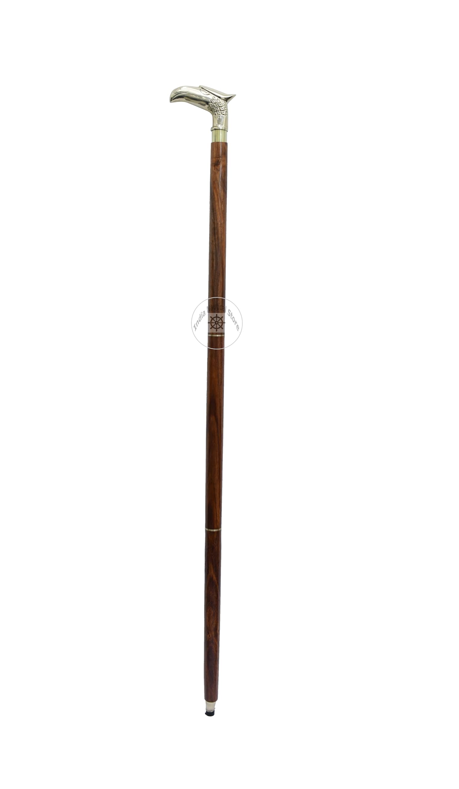 agle Bastone da passeggio in legno con testa di aquila, per uomini e donne, bastone con manico in metallo e ottone piegabile in 3