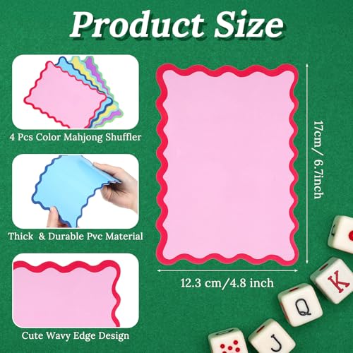 Thinp 4 Piezas Mahjong Cartas Barajadoras PVC miniatura 2