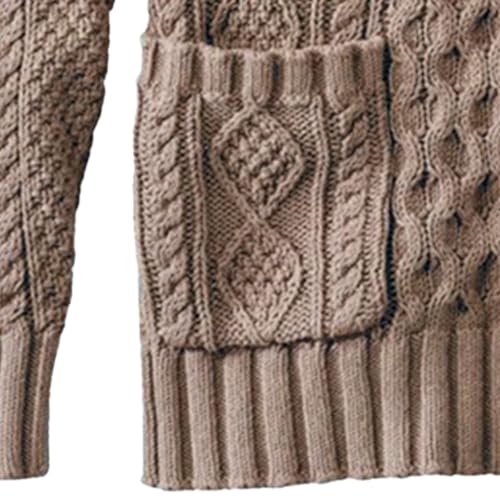 Men's Shawl Collar Button Down Cardigan Sweater Thick Cable Knit Winter Warm Knitwear Outerwear Vintage Classic Style4