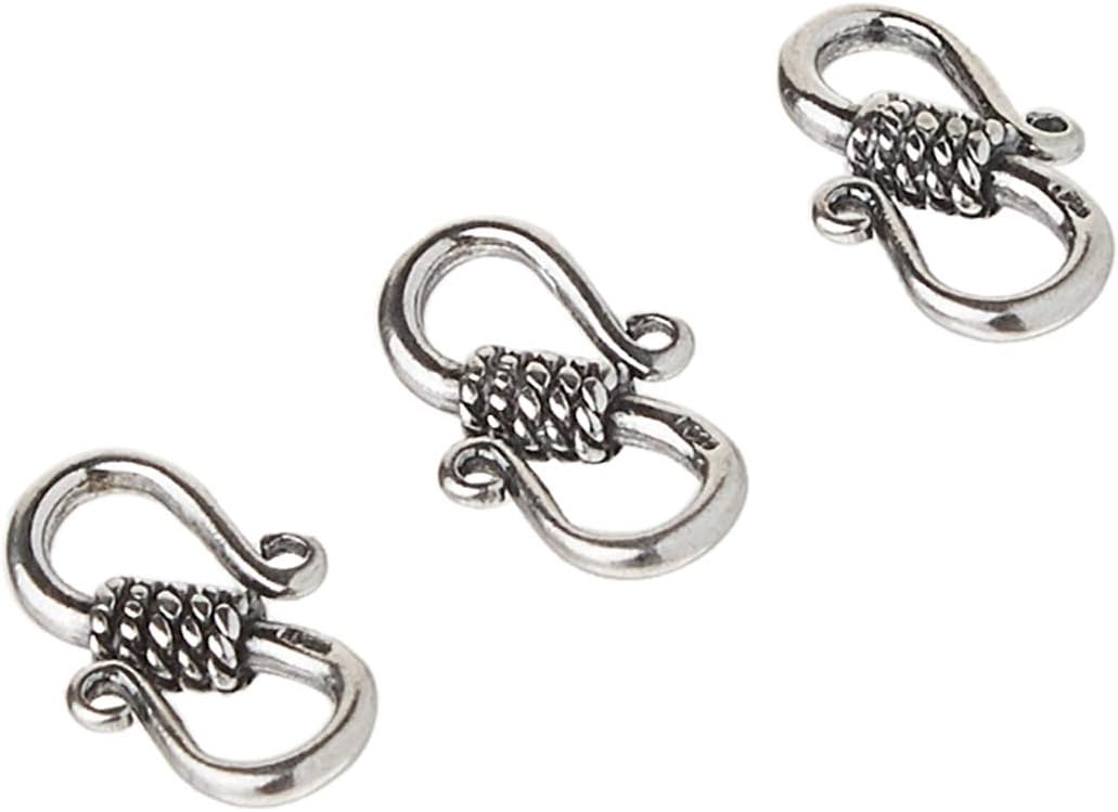 3 Sterling Silver Small Bali S-Hook Clasps Jewelry 14mm