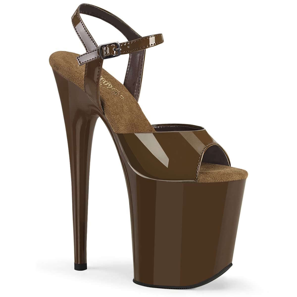 Pleaser Flamingo-809 - Sandalias de tacón alto para mujer, color moca, talla 35 EU, Barniz Mocha, 35 EU