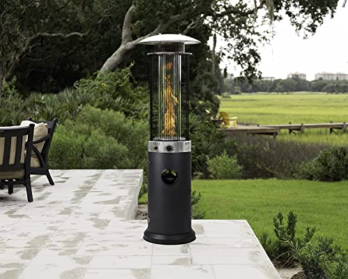 Golden-Flame-Resort-Model-Outdoor-Propane-Patio-Heater-40000-BTU-Round-Spiral-Flame-Glass-Tube-Anti-Tilt-and-Safety-Shut-Off-Residential-and-Commercial-Includes-Wheels-Anthracite-Grey-Finish