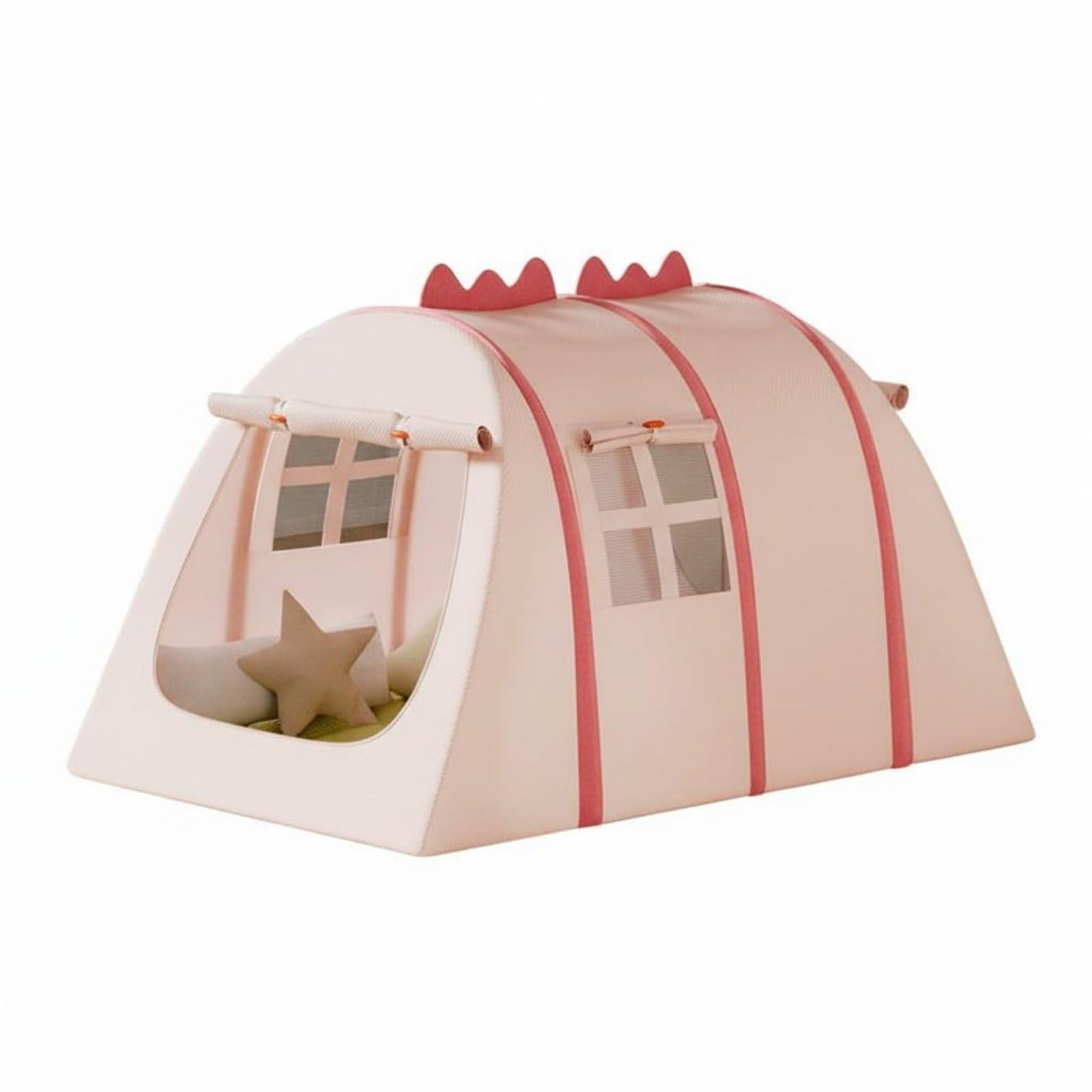 predolo Dinosaurier-Spielzelt faltbar & tragbar aufklappbar Dinosaurier Zelt mit Moskitonetz Dino Themenzelt für Jungen und Mädchen, Kinderzimmer, Garten, Rosa, S