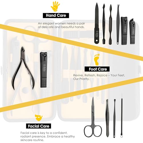 Beauté Secrets Essentials Manicure Set Nail Clippers, Stainless Steel Nail Scissors Grooming Kit, Acne needle, Blackhead Tool Leather Travel Case... - Image 4