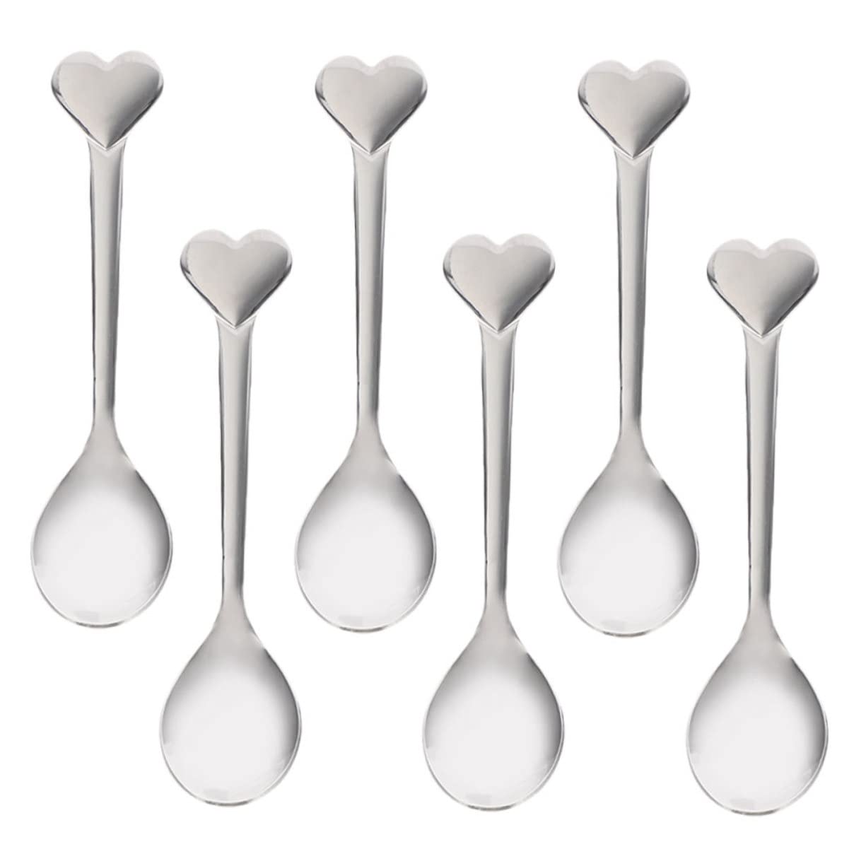 Fruchtlöffel aus Edelstahl 6 Stück Silberner Haushaltsmetalllöffel in Herzform Zartes Design für Desserts und Kaffee Vielseitig als Suppen und Eislöffel Geeignet