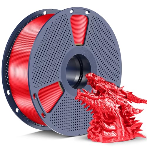 SUNLU Silk PLA+ Filament 1.75mm Chrome Like Gloss Finish Smooth Silk Texture Upgraded Formula for Stable Printing 1kg(2.2lbs) PLA Plus 3D Printer Filament Red