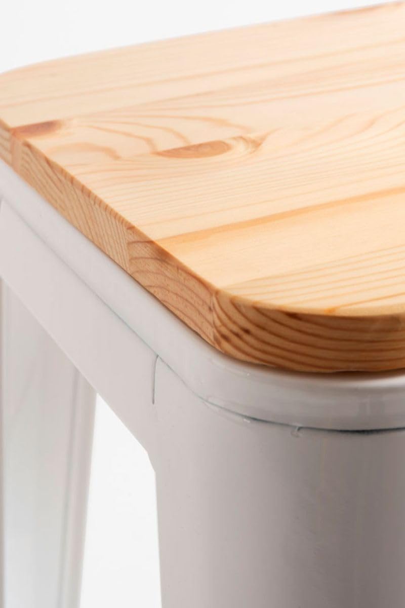 Regalos Miguel - Pack 2 Taburetes Torix Altos Madera Natural 76 cm - Blanco