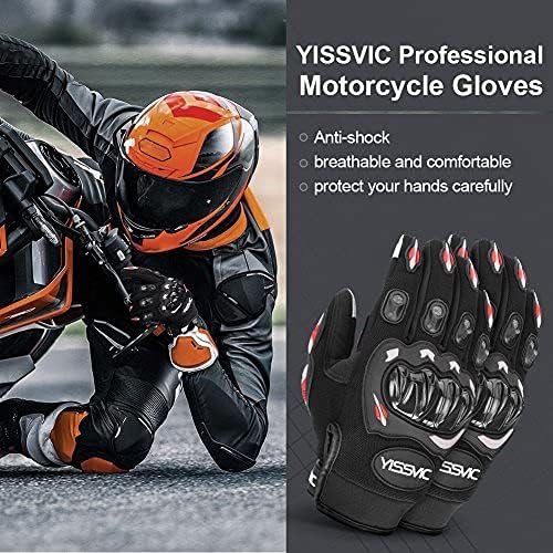 Motorcycle Gloves for Men 2PCS CE Mark 1KP Non-Slip Full Finger Touchscreen with Breathable Holes for Climbing Mountaineering Hiking by YISSVIC