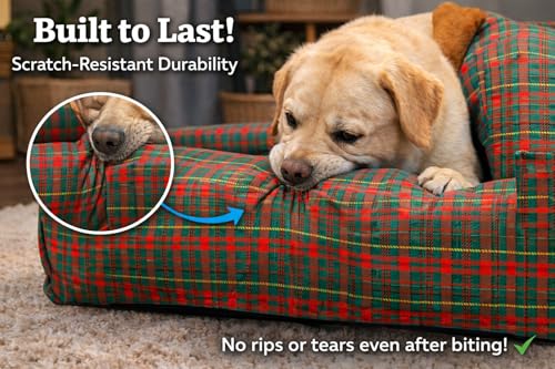 Image of SITSNOOZE Medium Dog Bed (5 to 10kg) for Beagle, Pug, French Bulldog - Extra Soft Washable Lounger Cushion, Orthopedic Mattress, Waterproof Anti-Slip Base Luxury Cotton Pet Bed (Print 7, M)