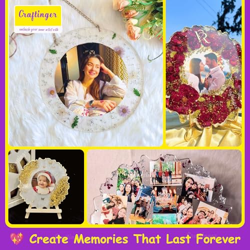 Image of Craftinger Resin Art Photoframe Kit Lite with 300gm Resin & Wooden Stand, Colors and More