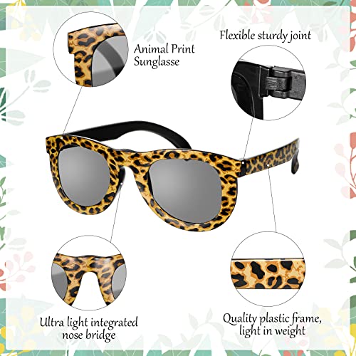 Cindeer 12 Pairs Animal Print Sunglasses Jungle Zoo Safari Theme Sunglasses Wild Animal Party Favors Tiger, Zebra, Cheetah Eyewear Supplies Birthday Gift3