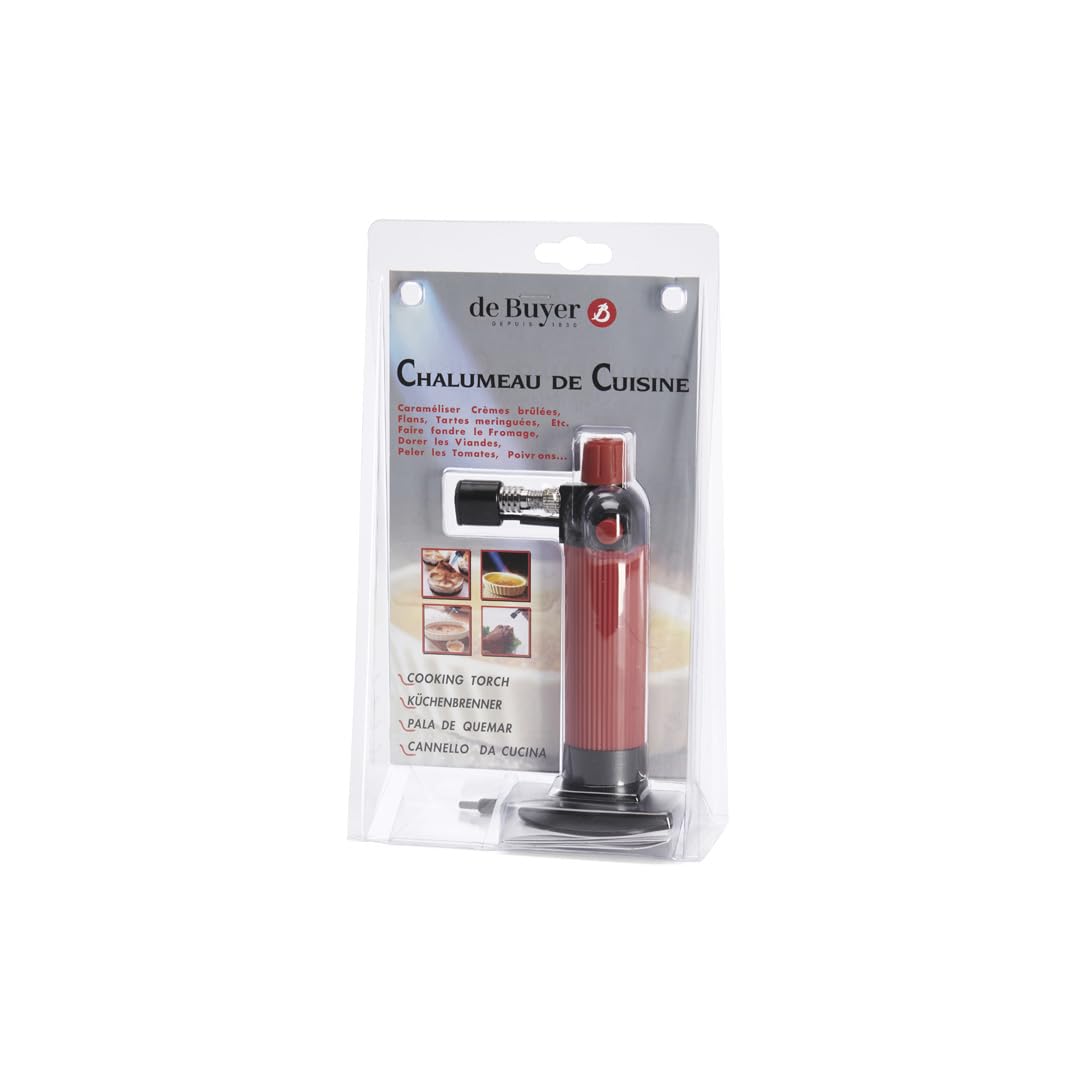 DE BUYER -2040.00N -chalumeau de cuisine - livre sans gaz, Rouge, Argent, Noir