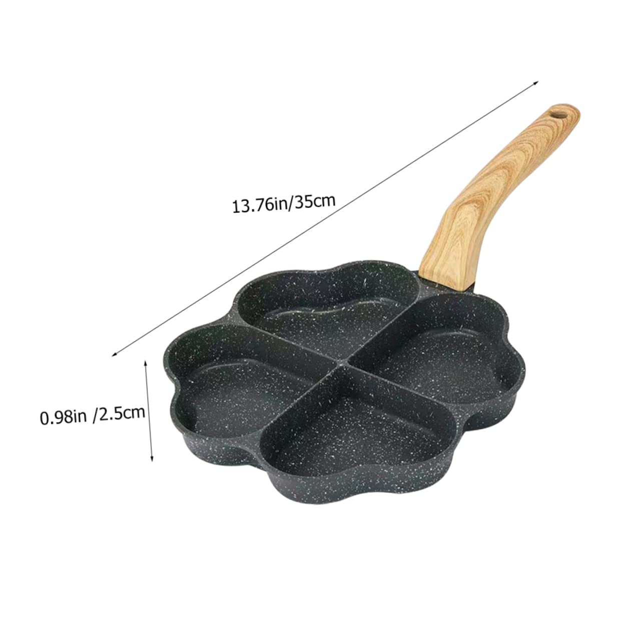 OUNONA Wooden Handle Egg Frying Pan Wear Resistant Nonstick Breakfast Cookware for Egg Burgers Egg Prying Pan with Four Grooves for