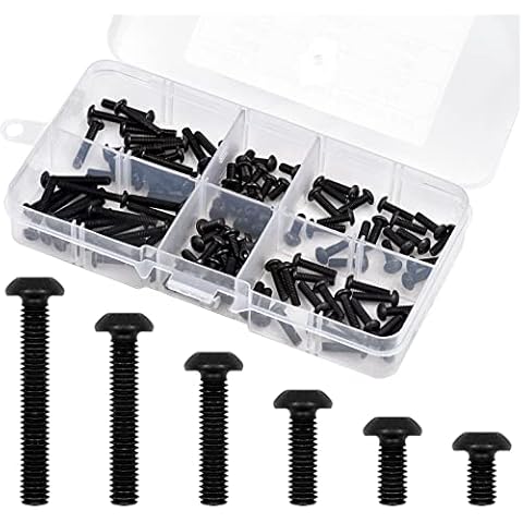 120 Pcs Hex Socket Button Machine Screw M3 Carbon Steel Flanged Button Head Screws Allen Socket Fasteners Bolts Drive Screw Allen Key Dome Head Bolt Screws with Plastic Box (M3 x 6/8/10/12/16/20) Cover