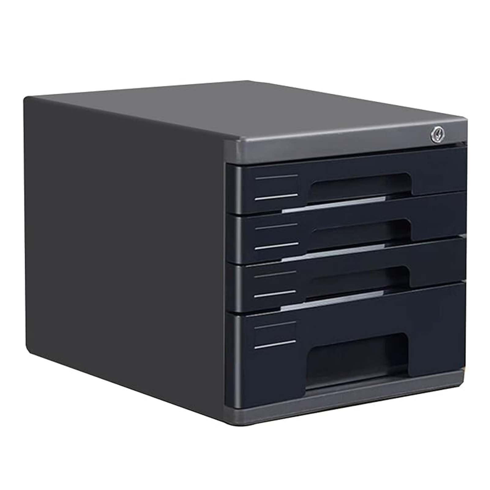 GUODDM 4/5-Tier Lockable A4 File Cabinet – Office Document Storage Organizer With Keys, Desktop Filing Drawer Box For Paper Folders Supplies –Home Workplace Organization(Black,4-layers)