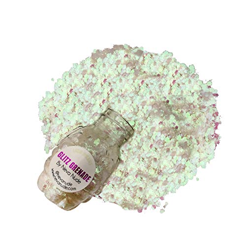 Neva Nude Face and Body Glitter Keychain - Holographic Chunky Loose Glitter for Festivals, Raves, and More | Cosmetic Grade | Blacklight Reactive (Lucid Dreams White Iridescent Glitz Grenade)