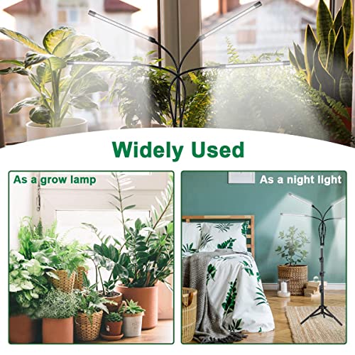 Grow Light With Stand & Gooseneck Adjustable, 5500K Full Spectrum Sunlight White Floor Plant Growing Lamp For Indoor Plants Growth, Seed Starting, Dimmable With Timer 4/8/12H #TOP4