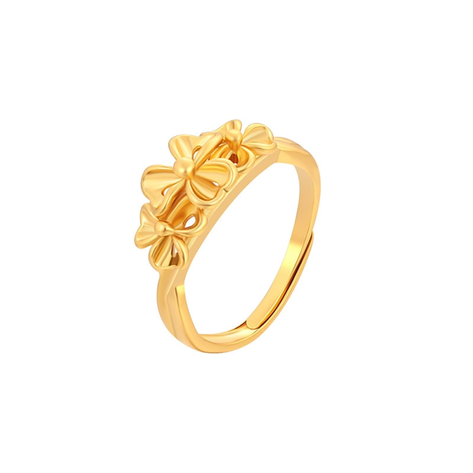 Anillo de compromiso de oro auténtico de 9 K/14 K/18 K, forma de flor