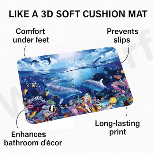 Image of Wazdorf 3D Bathroom Mat - Non Slip Water Absorbent Bathroom Mat Bathroom Easy Care Shower Rugs, Perfect for Home Office & Kitchen, Bathroom