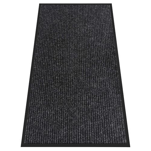 HOMEK Paillasson Exterieur Entree 60x120cm, Grand Tapis d'Entrée, Tapis Entrée Exterieur Resistant Pluie, Tapis Commercial pour entrée -Noir