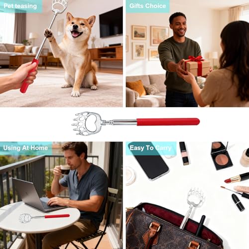 ZMOIVOK 2 Pcs Back Scratcher Extendable,Metal Bear Claws Back Scratchers,Backscratche for Men, Women,Adults,Christmas Stocking Stuffers (Red)